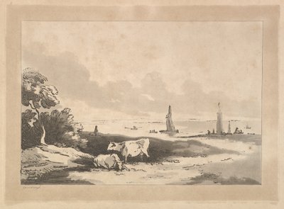 Vacas y paisaje marino, 1783-89 de Thomas Rowlandson