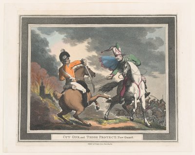 Corte uno y muslo protegen nueva guardia de Thomas Rowlandson