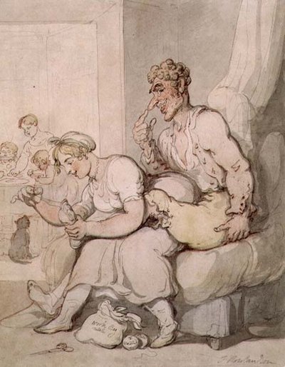 Remendando el calcetín de Thomas Rowlandson