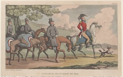 Con su séquito hacia Santarém esa noche, de Las aventuras militares de Johnny New..., 1815 de Thomas Rowlandson