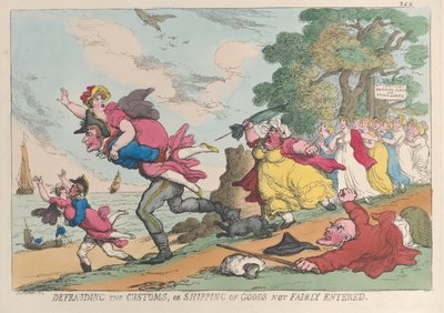 Defraudando a la aduana, o enviando las mercancías no declaradas, 1 de marzo de 1815 de Thomas Rowlandson