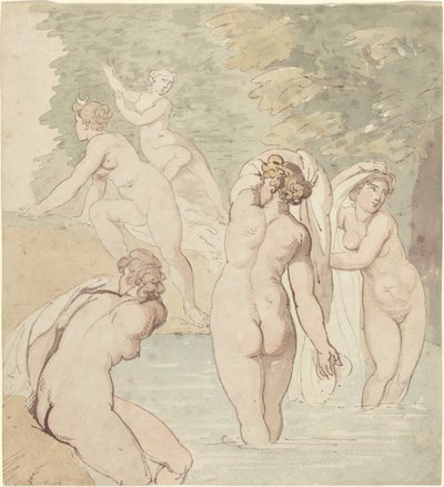 Diana y Sus Ninfas Bañándose de Thomas Rowlandson