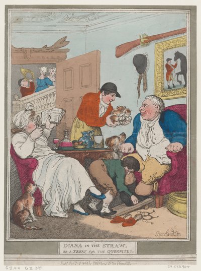 Diana en la Paja, o Un Regalo para los Quornites, 1 de enero de 1804 de Thomas Rowlandson