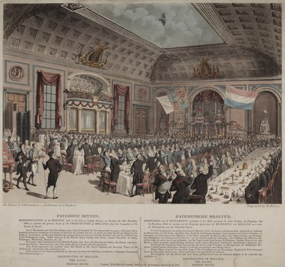 Cena en Celebración de la Emancipación de Holanda de Francia, Taberna City of London, Bishopsgate de Thomas Rowlandson