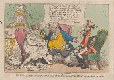 Disolución de la Sociedad, o la Industriosa Sra. Clarke Liquidando Sus Cuentas, 15 de febrero de 1809 de Thomas Rowlandson