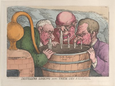 Destiladores Mirando su Propio Negocio, 10 de Octubre de 1811 de Thomas Rowlandson