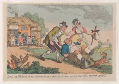 Doctor Drainbarrel Llevado a Casa para Ser Juzgado por Negligencia de Thomas Rowlandson
