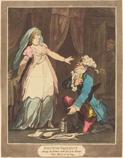 El Doctor Gallipot colocando su Fortuna a los Pies de su Amante de Thomas Rowlandson