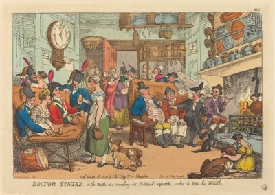Doctor Syntax, en medio de una acalorada disputa política, desea mojar su silbato de Thomas Rowlandson