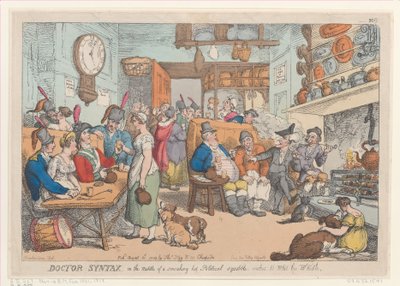 Doctor Syntax, en Medio de una Caliente Disputa Política, Desea Irse..., 31 de agosto de 1813 de Thomas Rowlandson