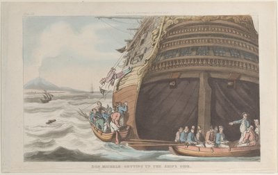 Don Michele Subiendo por el Costado del Barco, de Nápoles y la Campagna Felice, 1 de junio de 1815 de Thomas Rowlandson