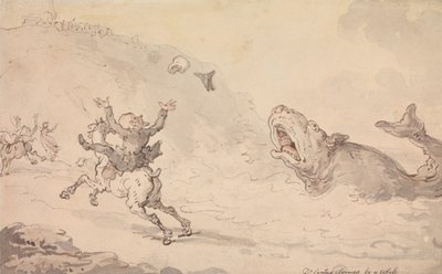El Dr. Syntax, alarmado por una ballena de Thomas Rowlandson