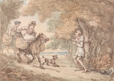 El Dr. Sintaxis atado a un árbol por Highwaymen de Thomas Rowlandson
