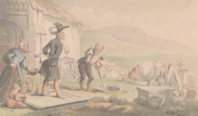 Dr. Syntax Meditando sobre las lápidas de Thomas Rowlandson