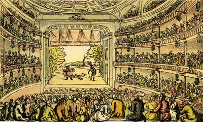 Dr. Syntax en el Teatro de Covent Garden de Thomas Rowlandson