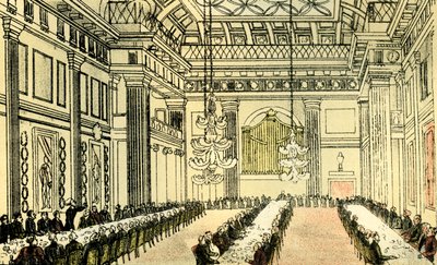 El Dr. Syntax en el Salón de los Masones de Thomas Rowlandson