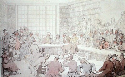 El Dr. Syntax en una subasta de Thomas Rowlandson