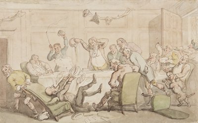 El Dr. Syntax tiene un accidente en el club de Thomas Rowlandson
