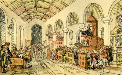 El Dr. Syntax predicando de Thomas Rowlandson
