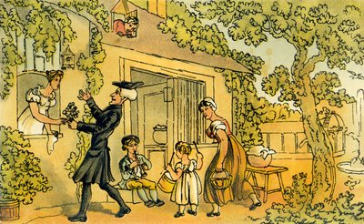 El Dr. Syntax presentando una ofrenda floral de Thomas Rowlandson