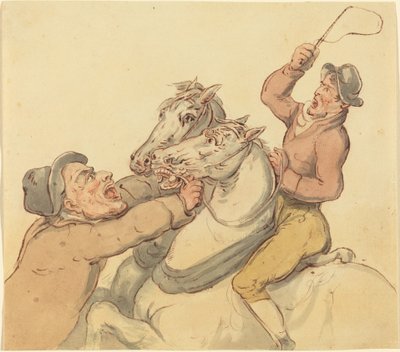 Arrieros con un par de caballos encabritados de Thomas Rowlandson