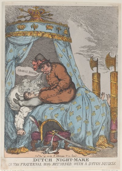 Pesadilla holandesa o el abrazo fraternal devuelto con un apretón holandés de Thomas Rowlandson