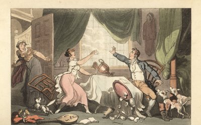 Caballero inglés discutiendo con su esposa por dinero de Thomas Rowlandson