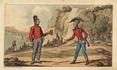 Alférez Johnny Newcome y su subalterno con raciones reducidas después de la Batalla de Salamanca de Thomas Rowlandson