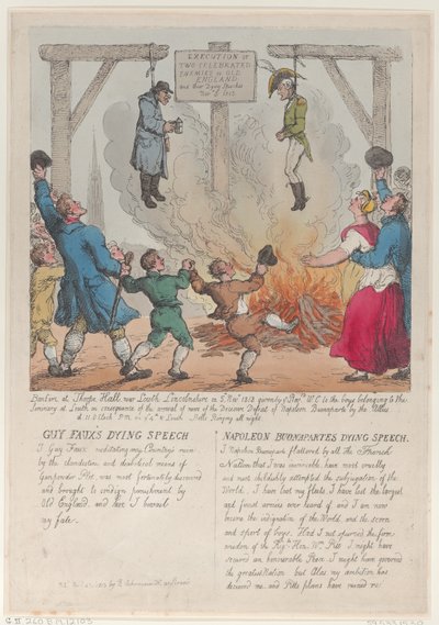Ejecución de dos enemigos célebres de la vieja Inglaterra de Thomas Rowlandson