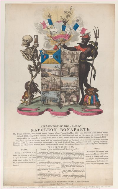 Explicación de las Armas de Napoleón Bonaparte, abril 1814 de Thomas Rowlandson