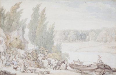 Granja a orillas de un río de Thomas Rowlandson