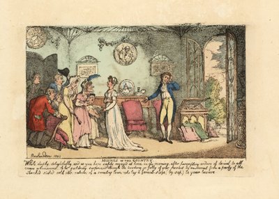 Pareja a la moda perturbada por un pariente estúpido y ocioso de Thomas Rowlandson
