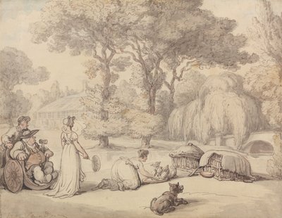 Dar de comer a los patitos de Thomas Rowlandson