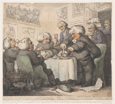 El banquete de los becarios de Thomas Rowlandson