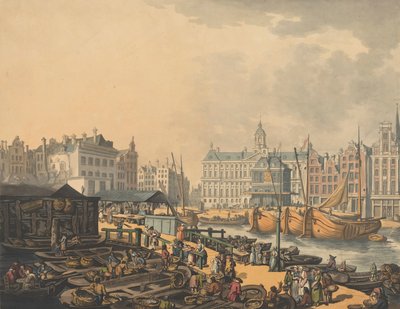 Feyge Dam, con parte del Mercado de Pescado en Ámsterdam, 1797 de Thomas Rowlandson