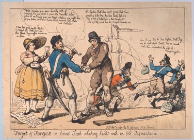 Olvidar y perdonar, o Jack el honesto estrechando la mano de un viejo conocido de Thomas Rowlandson