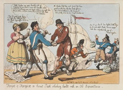 «Olvidar y perdonar» o «Honest Jack estrechando la mano a un viejo conocido» de Thomas Rowlandson