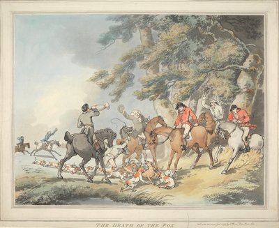 La caza del zorro [serie de seis]:   3. La muerte del zorro de Thomas Rowlandson
