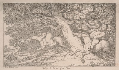 La caza del zorro: cómo torcerse el cuello [de «Consejos para deportistas»] de Thomas Rowlandson