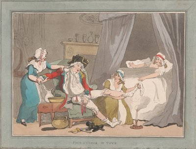 La caza del zorro [un dúo]: 2.  Las cuatro en punto en la ciudad de Thomas Rowlandson