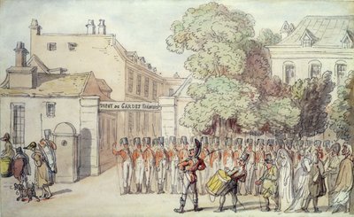 Soldados Franceses en Desfile de Thomas Rowlandson