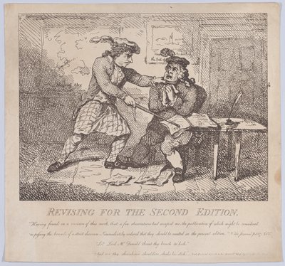 Frontispicio, Revisando para la Segunda Edición de Bellezas Pintorescas de Boswell de Thomas Rowlandson