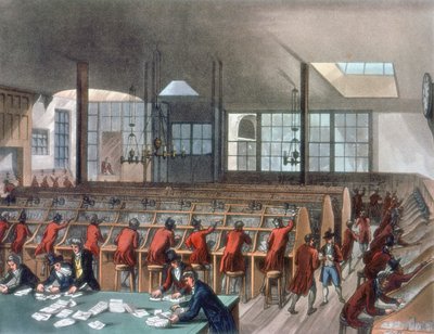 Oficina General de Correos, Lombard Street, Londres, 1808 de Thomas Rowlandson