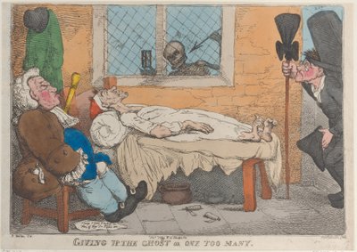 Rindiéndose al Fantasma o Uno Demasiado, 1813 de Thomas Rowlandson