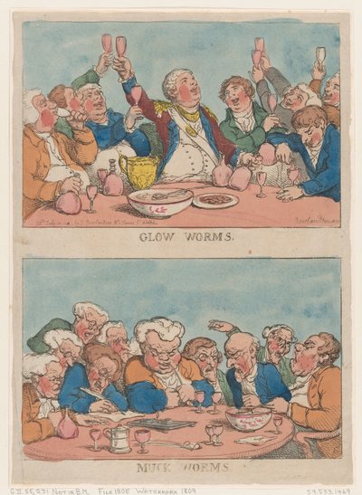 Gusanos luminosos, gusanos de estiércol de Thomas Rowlandson