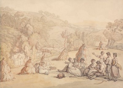 Cosechadoras descansando en un campo de maíz de Thomas Rowlandson
