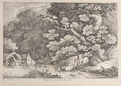 Hengar cerca de Camelford, Cornualles, de Vistas en Cornualles de Thomas Rowlandson