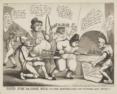 «Diversión a lo grande para John Bull» o «Los republicanos en su última jugada» de Thomas Rowlandson