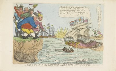 La flota holandesa fue rescatada gracias a un esfuerzo conjunto, 1813 de Thomas Rowlandson