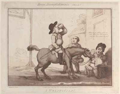 Habilidades del caballo, Boceto 5: ¡Un político!, 1 de agosto de 1799 de Thomas Rowlandson